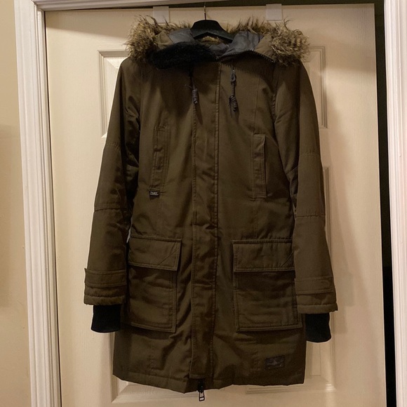 TNA Dark Olive Green Bancroft Parka Winter Ski Jacket - Picture 1 of 16